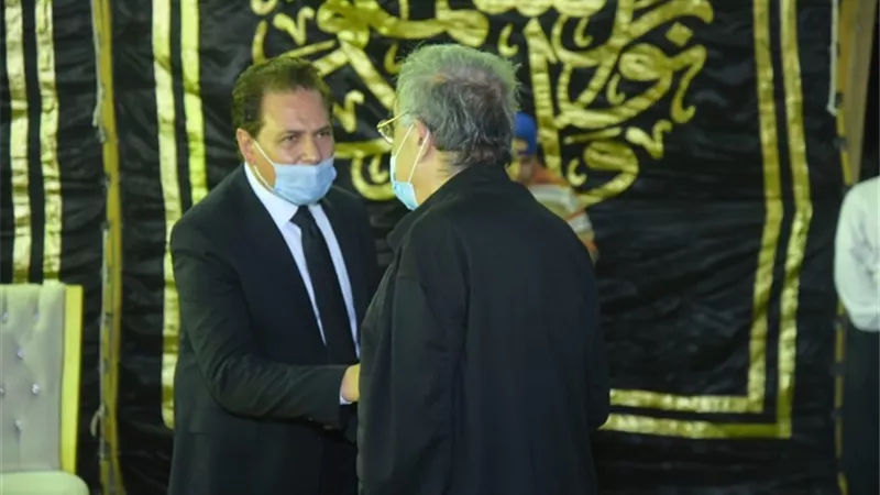 أحدث ظهور للفنان يوسف شعبان فى عزاء محمود ياسين