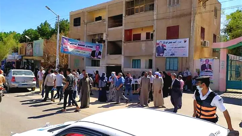 (مع منتصف أول أيام الانتخاب) السيدات والمسنين فى صدارة طوابير الناخبين للاقتراع بالوادى الجديد.