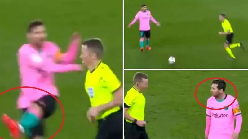 ميسي يثيرالجدل بتصرف غريب مع حكم مباراة برشلونة وألافيس