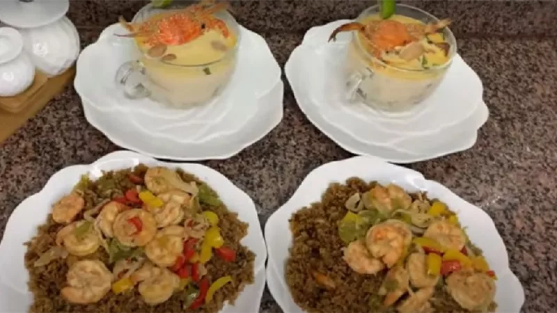 الرز بالجمبري وشوربه السي فوود بالفديو للشيف هالة فهمى