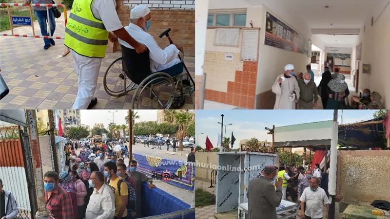 بالصور.. تزايد الاقبال على اللجان الانتخابية فى الساعات الاخيرة من اليوم الاول بالعاشر من رمضان وكبار السن يتصدرون المشهد