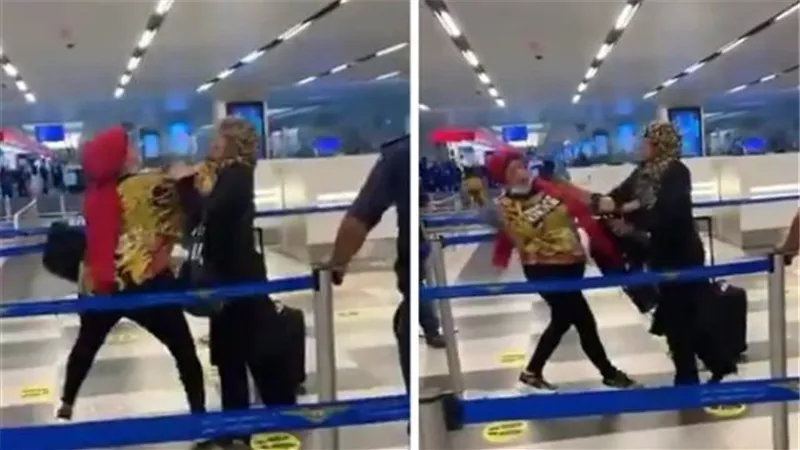 «صفع وضرب وسحل».. مشاجرة عنيفة بين سيدتين في مطار بيروت.. والأمن يتدخل.. والسبب «كورونا».. فيديو