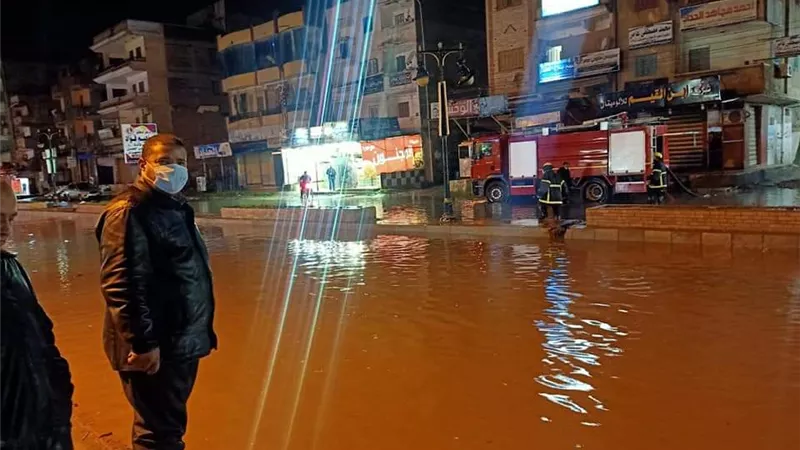 بلطيم احمرت من غزارة الأمطار