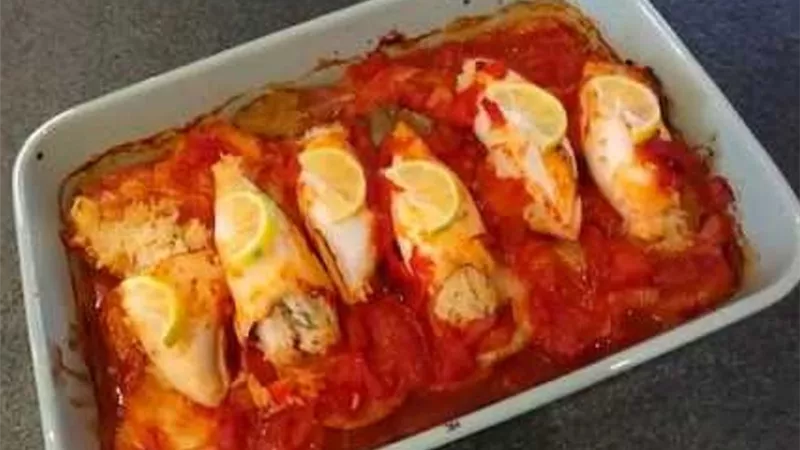 احلى طاجن كاليماري محشي مع بطاطس بصوص الطماطم بالفيديو