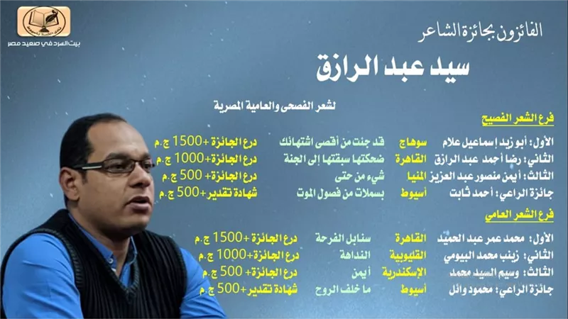 ثقافة اسيوط تعلن الفائزين بجائزة الشاعر سيد عبدالرازق