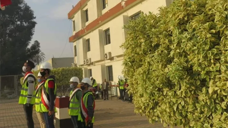 تدريب طلاب مدرسة مياة الشرب بمسطرد على الإخلاء المفاجيء ونظم الأمان