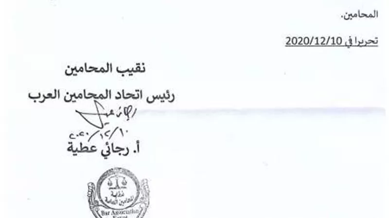 نقيب المحامين يكلف «المركزي للتعبئة» بإحصاء الجمعية العمومية
