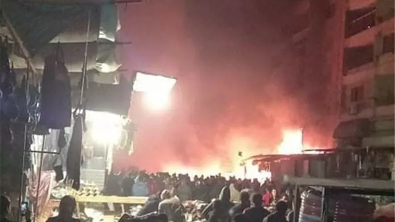 حريق هائل بسوق الحى العاشر بمدينة نصر