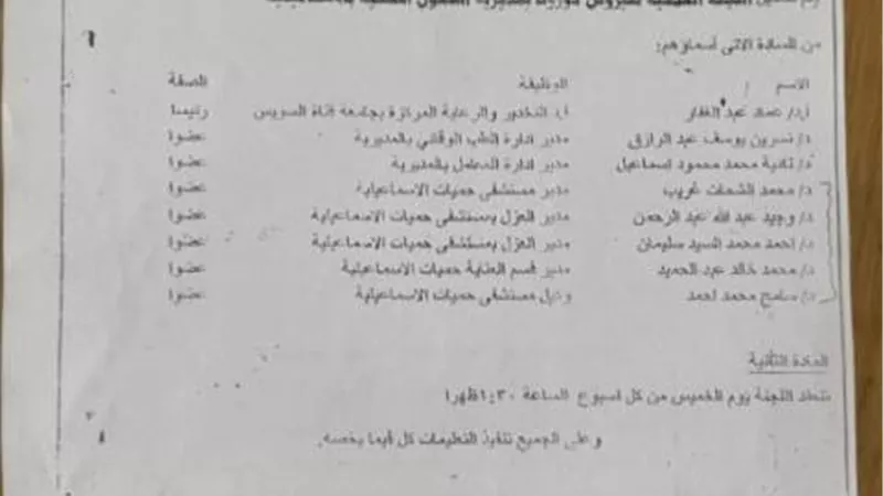 تشكيل لجنة ادارة أزمة فيروس كورونا بصحة الإسماعيلية