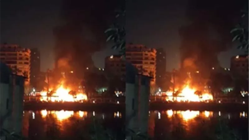 بالصور.. 10 سيارات حماية مدنية تشارك فى إطفاء حريق نادي نقابة المهندسين بالزمالك