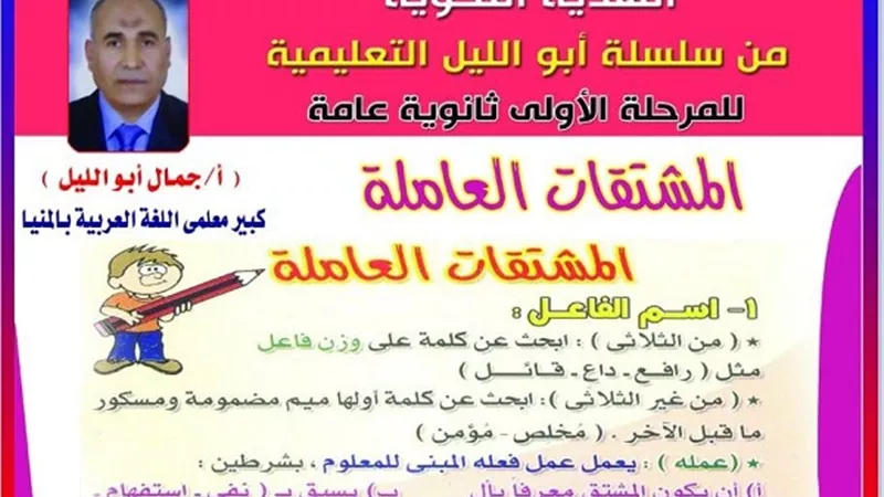 شرح ملخص فى ورقة واحدة للنحو للصف الاول الثانوى لن يخرج عنه الامتحان