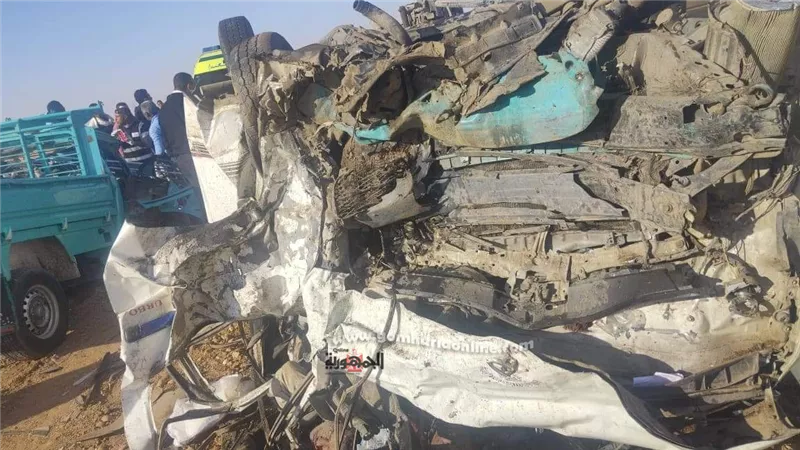 مصرع 9 واصابة 6 اشخاص فى حادث مروع على الطريق الصحراوى باسوان