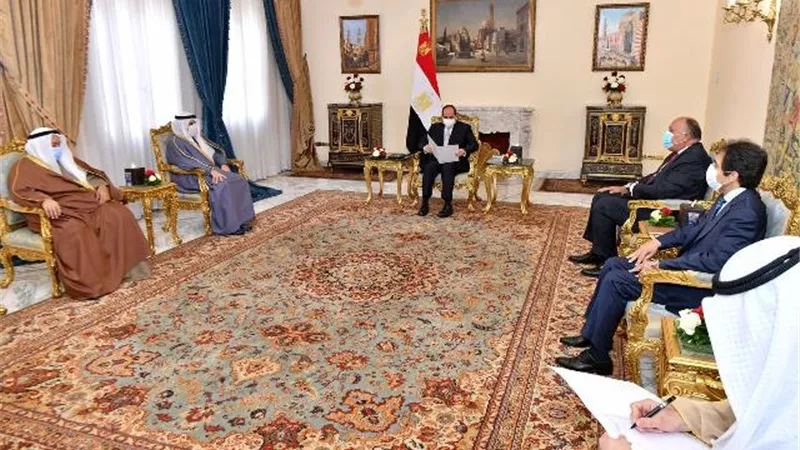 السيسى يستقبل احمد ناصر الصباح وزير الخارجية الكويتى