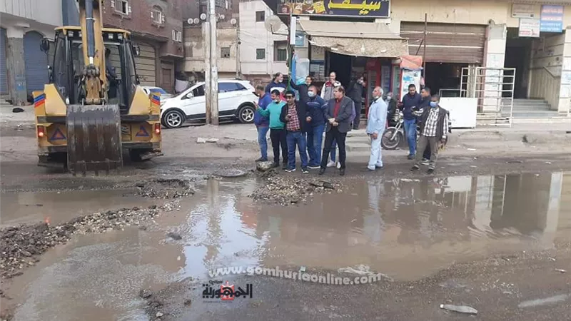 غلق مدخل كفرالشيخ من ناحية طنطا بسبب إنهيار خط الطرد