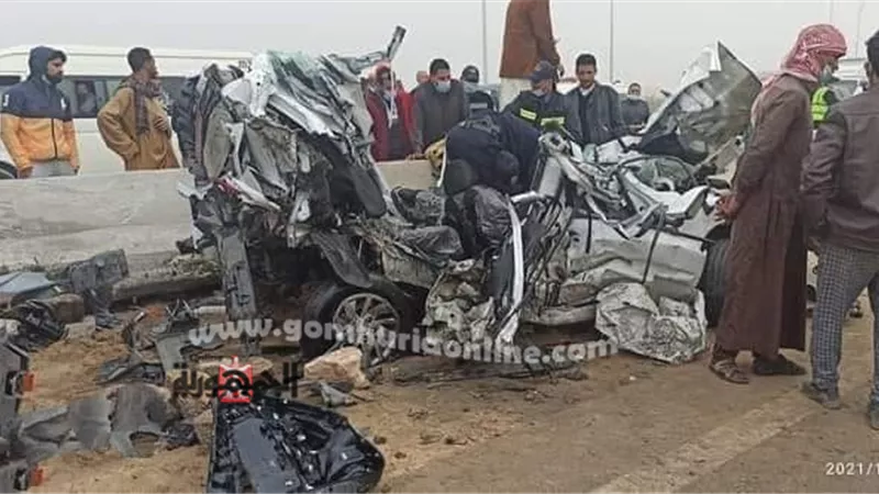 بسبب الشبورة اصطدام 6 سيارات علي الطريق الدولي الساحلي وجاري حصر الوفيات