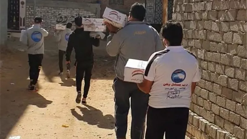 مواد غذائية فى قوافل الخير للإسر الاكثر احتياجا بالاسماعيلية