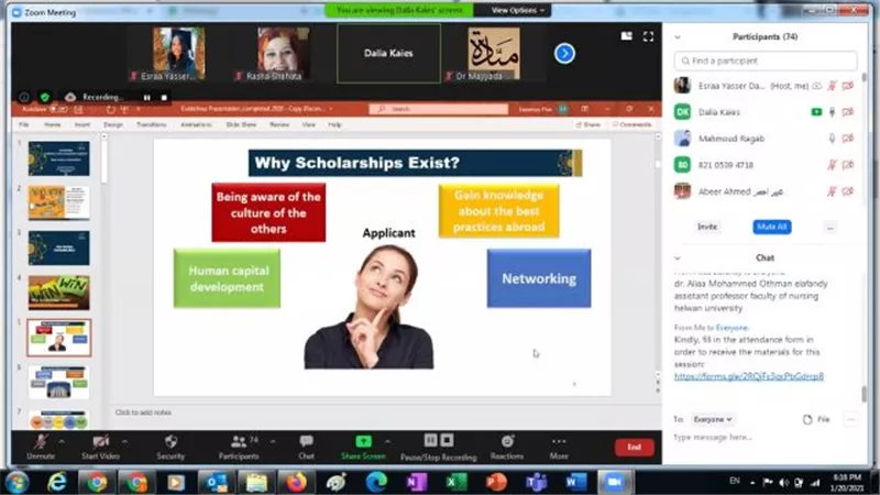 مكتب العلاقات الدولية بجامعة حلوان ينظم الحلقة الـ2 من الـ Online Webinars.. بالصور