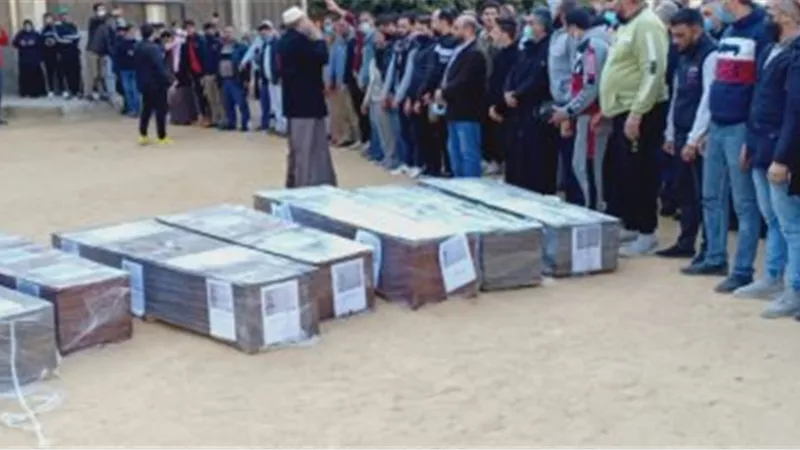 تشيع جنازة 7 سوريين ماتوا فى حادث سير ببنى سويف