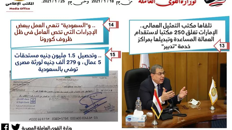 استقبال العمالة العائدة من الخارج ودمجهم في سوق العمل.. واستحداث مهن تدريبية جديدة