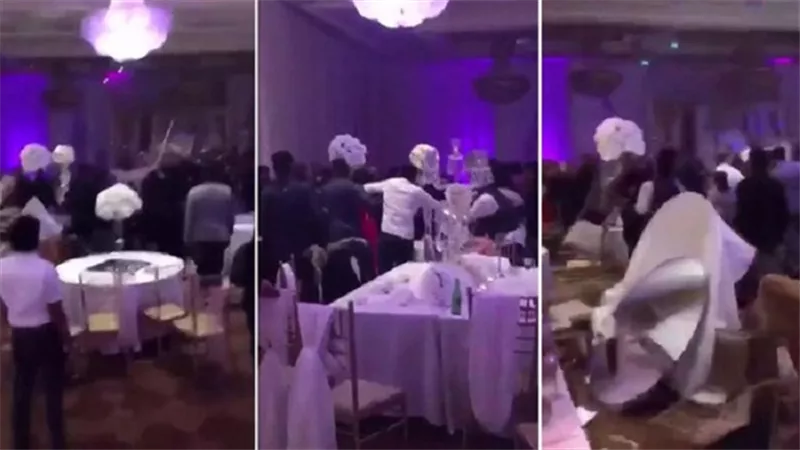 بالفيديو... حفل خطوبة يتحول الى معركة بالكراسى.. والسبب رقصة
