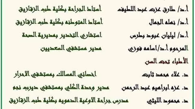 نقابة الاطباء تحدد أسماء الاطباء المثاليين للتكريم فى يوم الطبيب