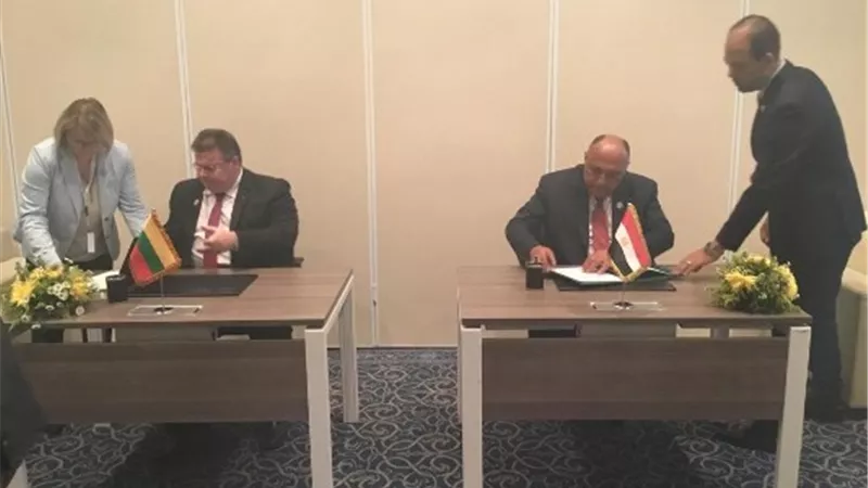 شكري يبحث مع نظيره الليتواني سبل دفع العلاقات الثنائية بين البلدين