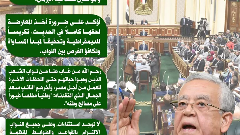 أهم رسائل المستشار الدكتور حنفي جبالي رئيس مجلس النواب خلال الجلسات العامة من ٧ إلى ٩ فبراير