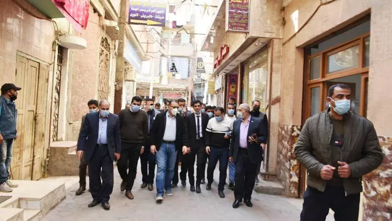 رصف منطقة القيسارية ببلبيس ببلاط الانترلوك