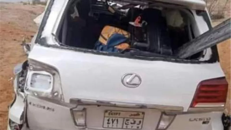 تفاصيل مصرع رجل الأعمال ياسين عجلان وإصابة زوجتة وقائد سيارته بوادى النطرون.صور