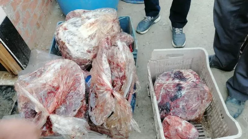 ضبط مصنع بسطرمة بمنوف لحيازته لحوم غير صالحة للاستهلاك الآدمي