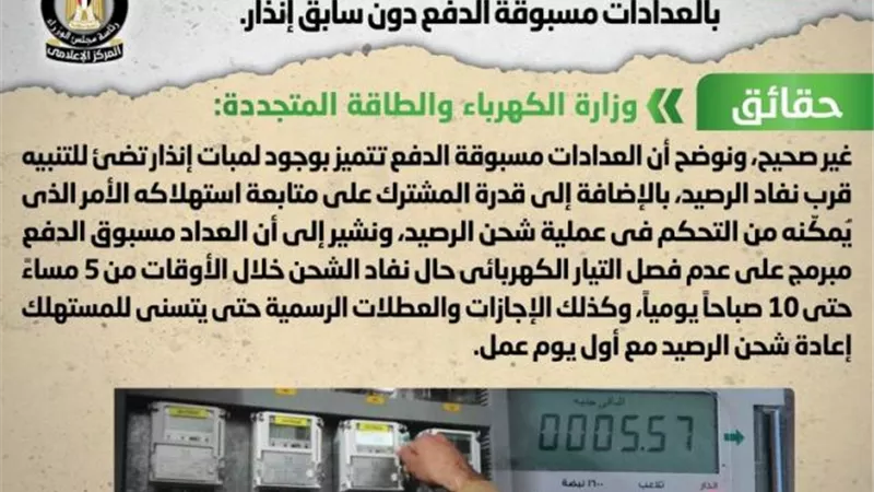 الحكومة تنفى التيار الكهربائى عن العدادات مسبوقة الدفع دون سابق إنذار