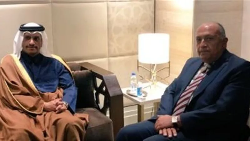 شكرى يلتقي نظيره القطري على هامش اجتماع وزراء الخارجية العرب