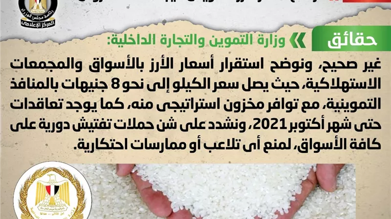 ارتفاع أسعار الأرز التمويني نتيجة لقلة المعروض.. 