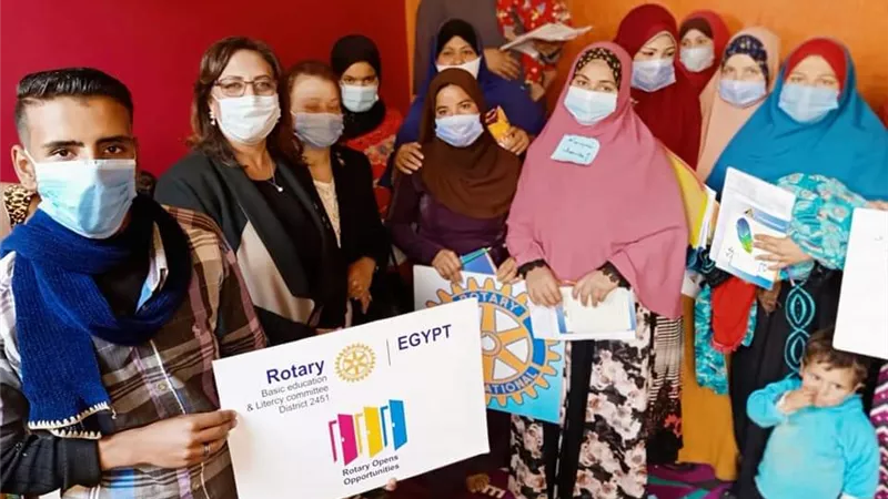 متابعة فصول محو الاميه بنادى روتارى بنى سويف.
