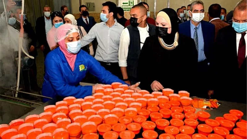 صور| وزيرة التجارة ومحافظ القليوبية يتفقدان 7 مصانع في 