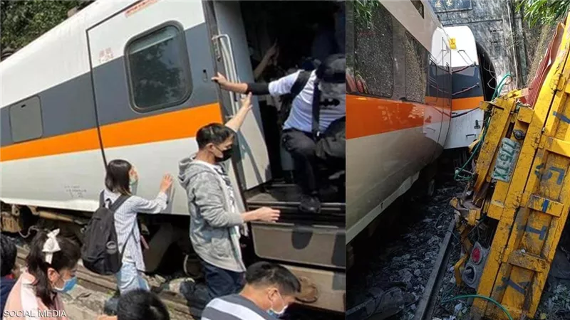 عاجل .. عشرات القتلى في حادث قطار مروع في تايوان.. صور