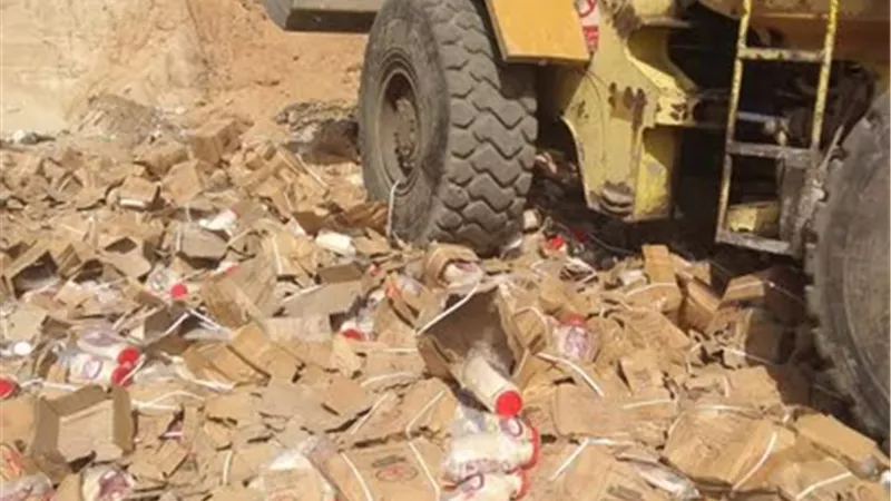 إعدام ٤٥ طن أرز مستوردة تم رفضها معمليا بالمدفن الصحي ببلبيس