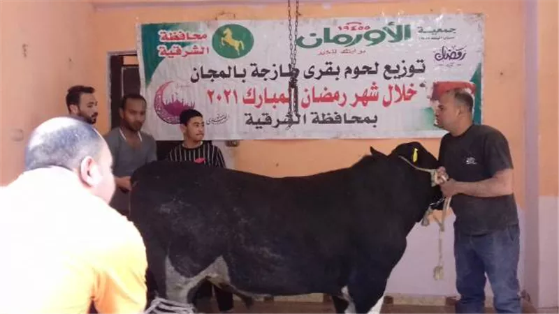 الأورمان توزع لحوم رمضان على أهالى طواحين اكراش بالشرقية..صور