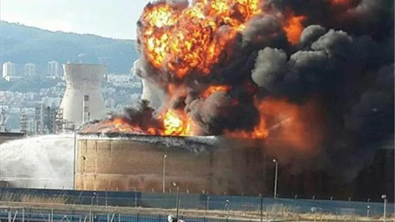 اندلاع حريق كبير في مصفاة نفط بمدينة حيفا الإسرائيلية
