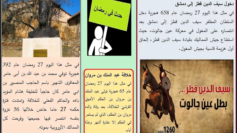 حدث في 27 رمضان.. خلافة عبد الملك بن مروان ودخول قطز دمشق وفتح سلوفاكيا