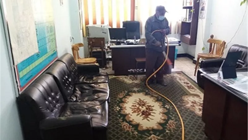 فى اطار الاجراءات الاحترازية بالقنطرة شرق بالاسماعيليه تعقيم مجمع المصالح الحكوميه