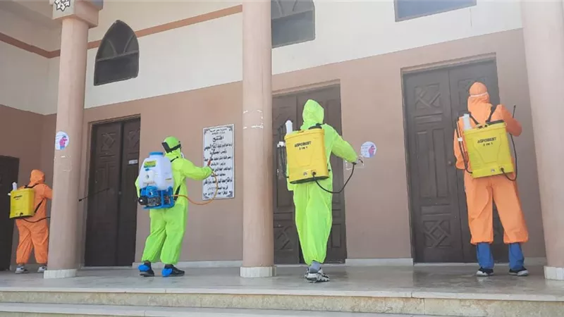 تعقيم وتجهيز المساجد الكبرى بالدقهلية لاداء صلاه عيد الفطر