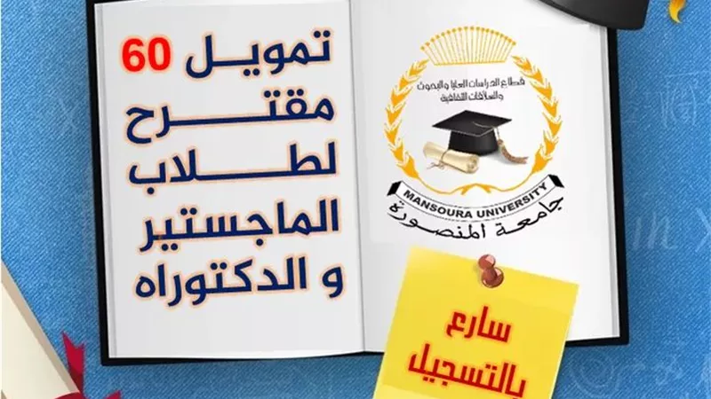 تمويل 60 مقترح لطلاب الماجستير و الدكتوراه بجامعة المنصورة