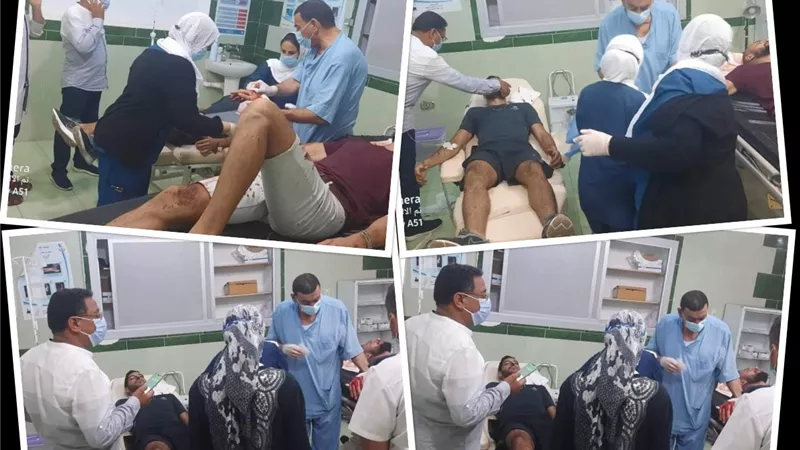خروج لاعب سيراميكا كليوباترا من مستشفى رأس غارب المركزى