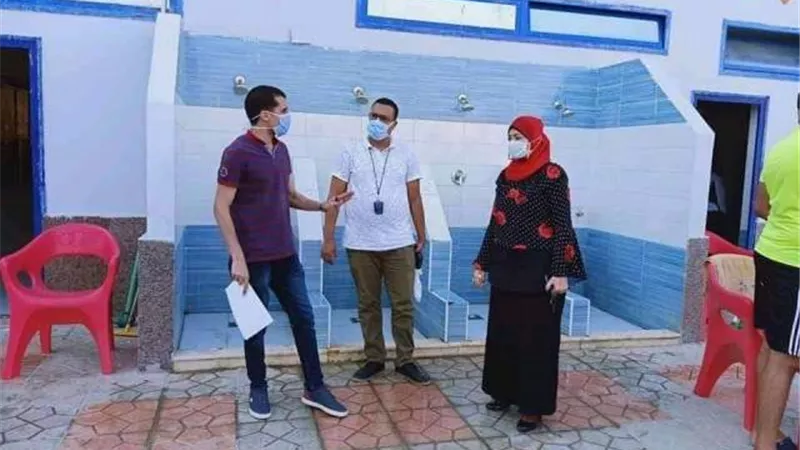 كشف دورى وتحليل لمياه حمام السباحة بنادى بنى سويف