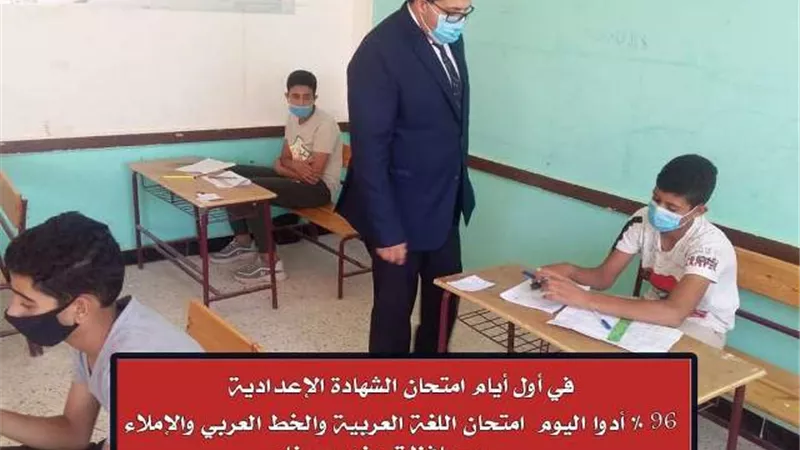 96% من طلاب الشهادة الاعدادية يؤدون امتحان اللغة العربية والخط والاملاء بجنوب سيناء