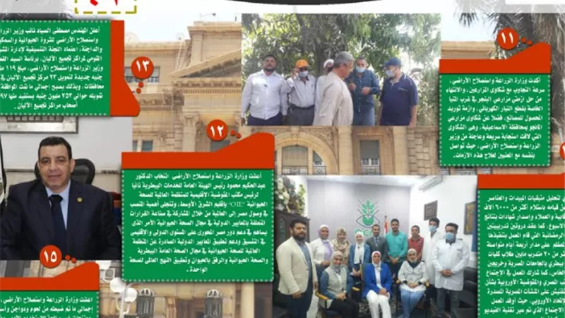 بالانفوجراف.. نشرة الحصاد الاسبوعي لأنشطة الزراعة