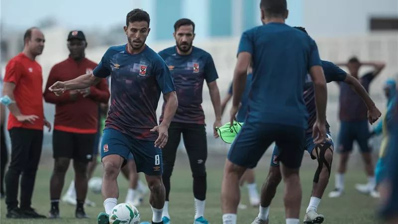 تقسيمة قوية في مران الأهلي استعدادا لمباراة الترجي