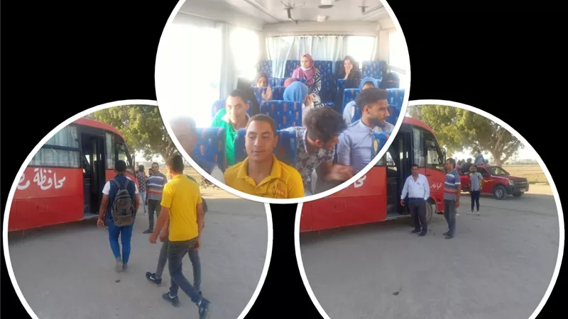 اتوبيس لنقل طلاب الازهر من قري الخريجين الي لجان الامتحانات بالحمام