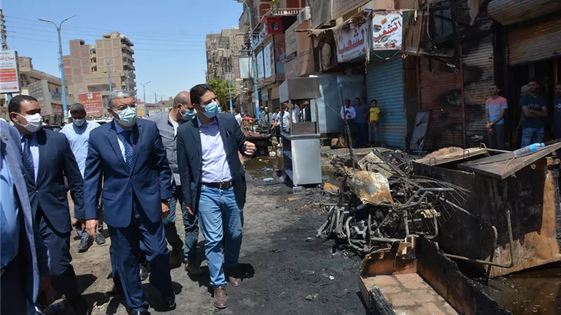نشوب حريق فى ٦ محلات واصابة ٢٤ شخصا فى ابو قرقاص